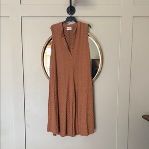 BUCKETLIST Textured Sleeveless Jumpsuit in Rust